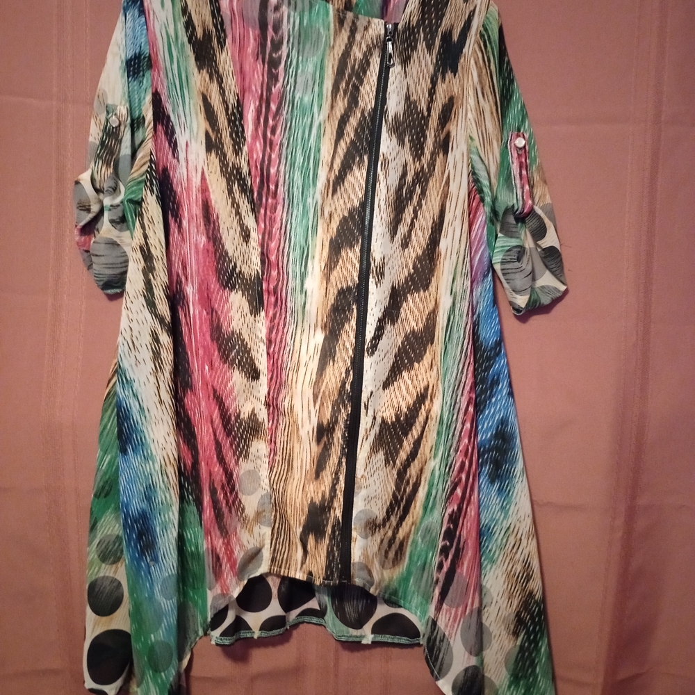 Vibrant Multicolor Women's Tunic with Zipper